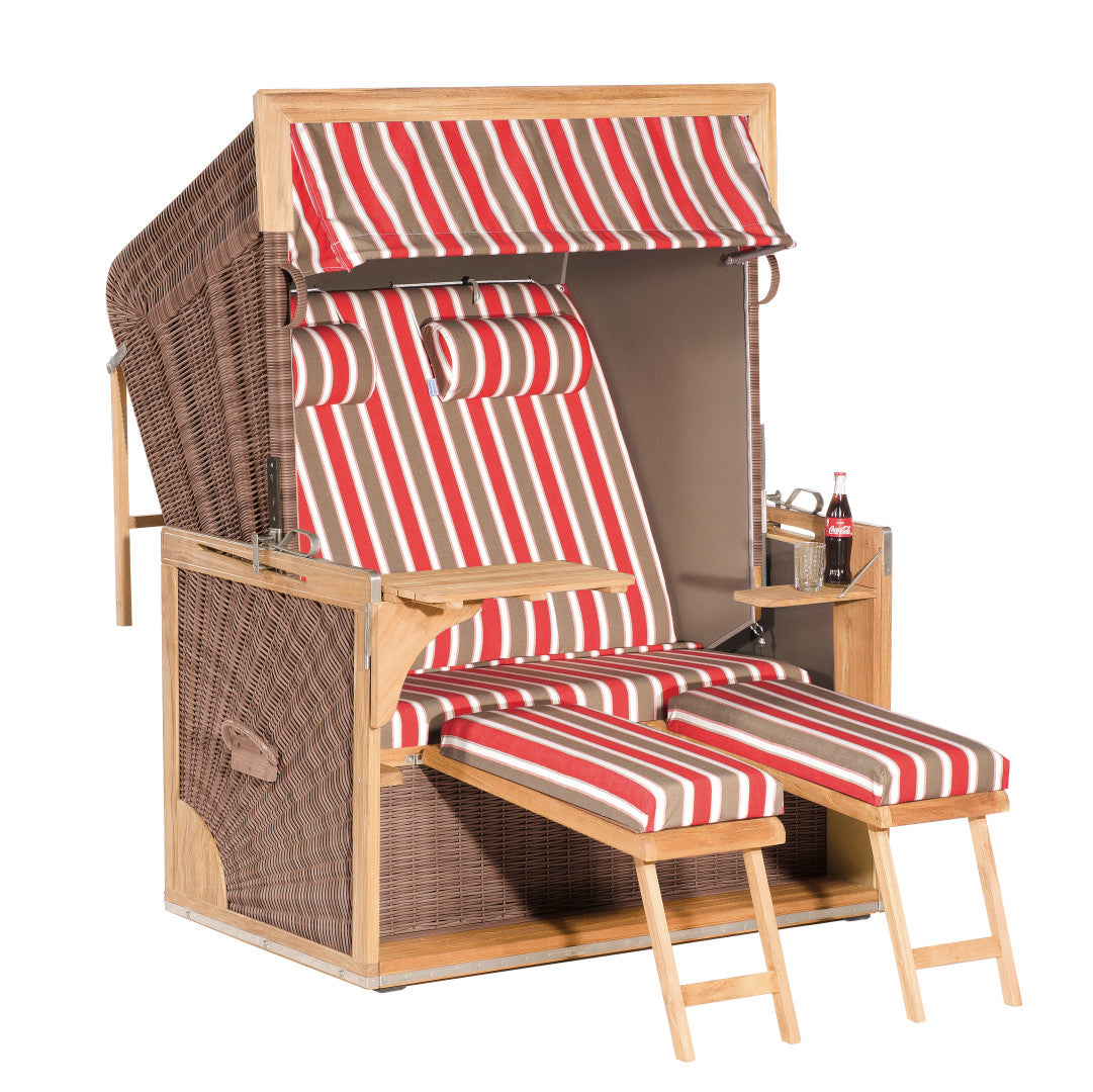 Strandkorb Admiral Teak 2-Sitzer XL  Antik-Braun, Filo Rosso