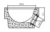 Bodenteil für Straßeneinlauf 1a, KG-Muffe DN160, D = 45cm, h = 33cm