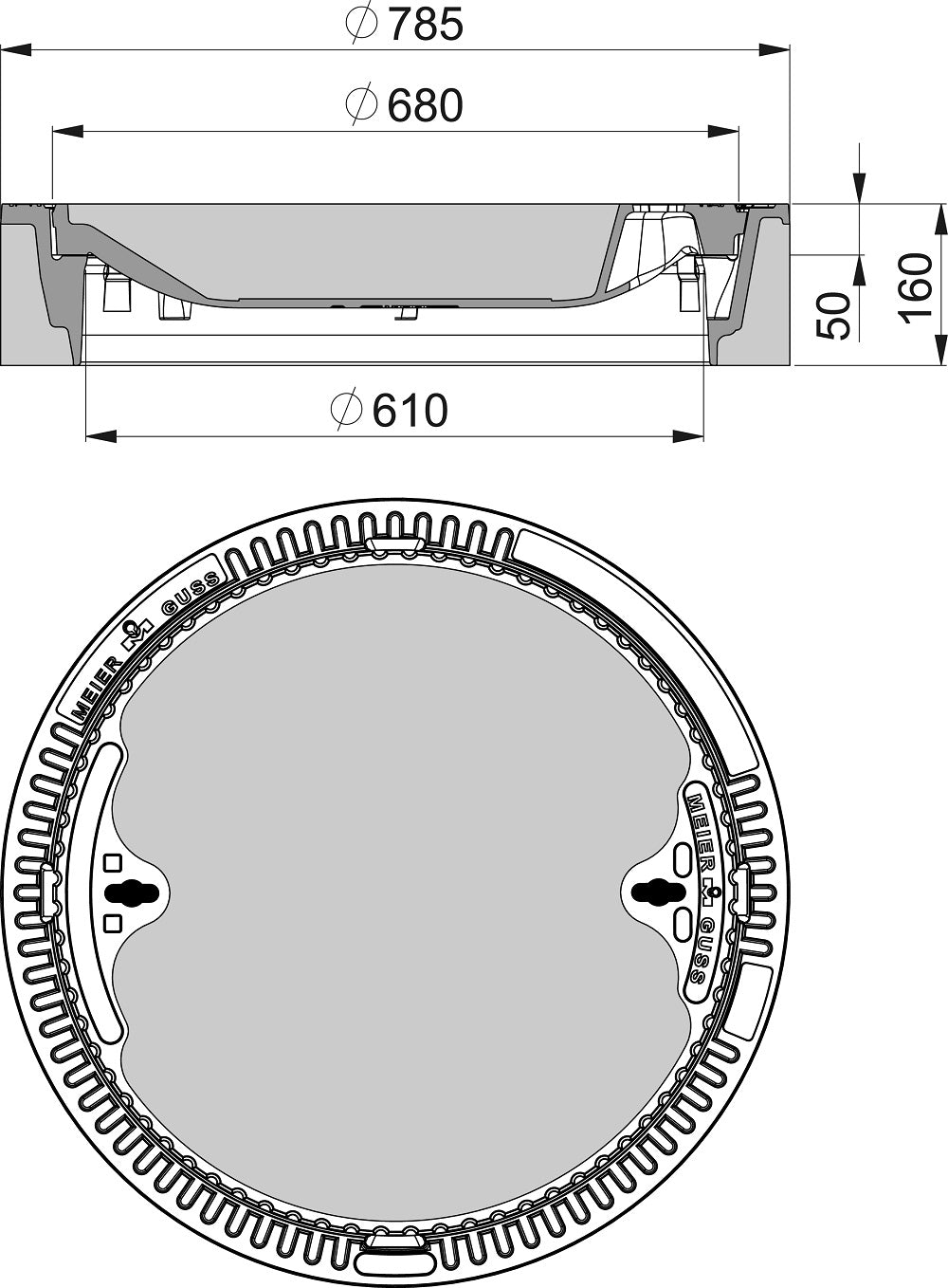 Schachtabdeckung B 125 KN, ohne Lüftung